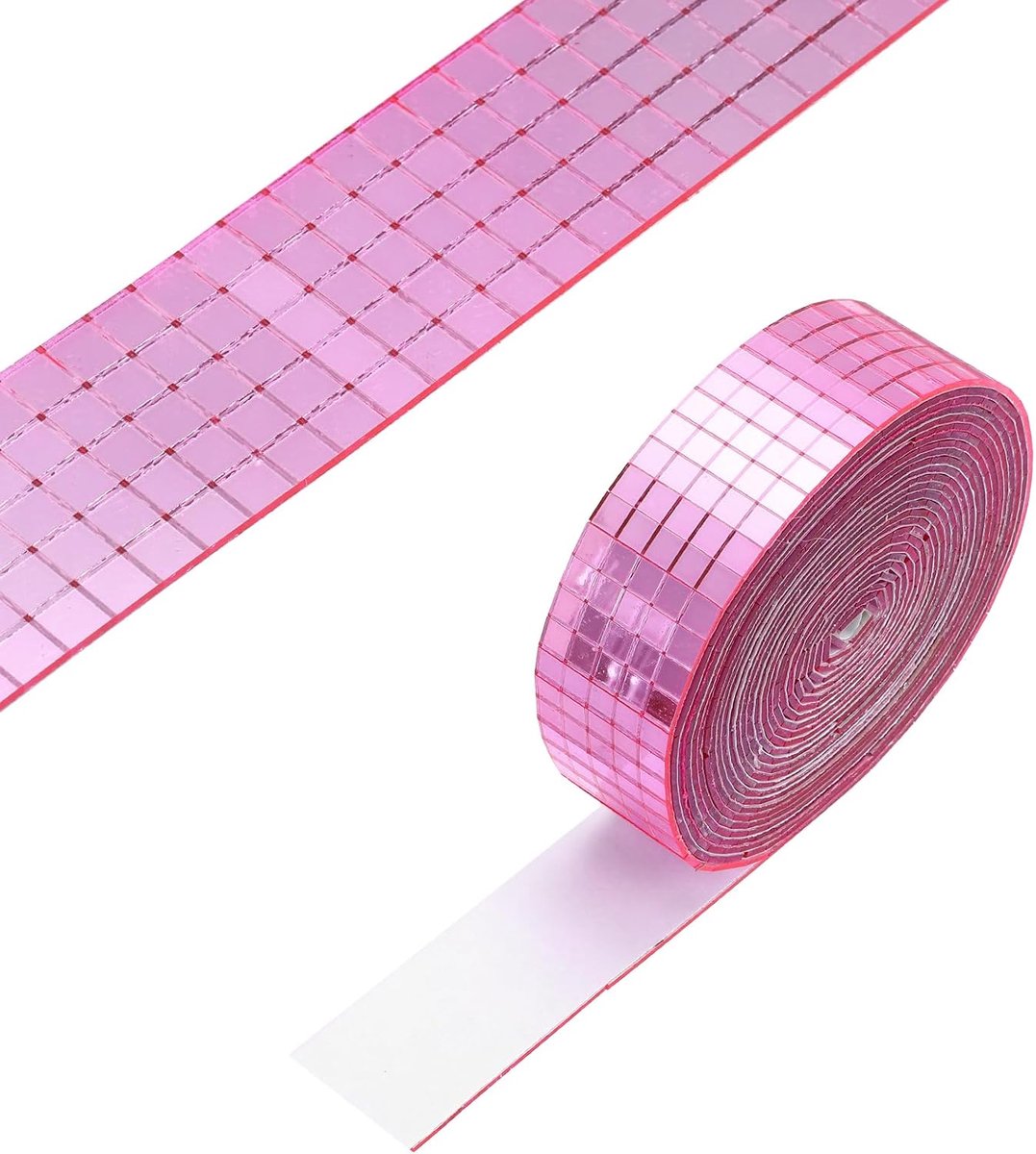 SnelShoppen - 3600 Stuks Zelfklevende Spiegel Mozaïek Tegels 5x5mm Roze Mini Glazen Disco Tiles voor DIY Feestdecoratie en Disco Bal
