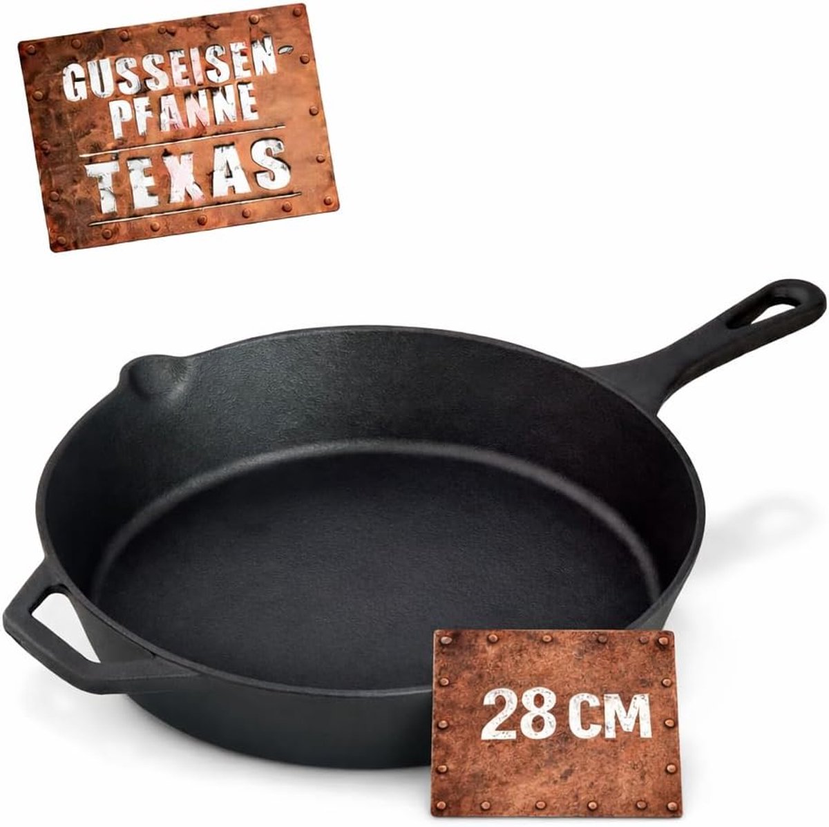 SnelShoppen - Cast Iron Pan 28 cm - Gietijzeren Koekenpan - Voor Grill, Oven en Kamado - 2.8 Liter, Duurzaam en Veelzijdig - Ideaal voor Koken en Bakk