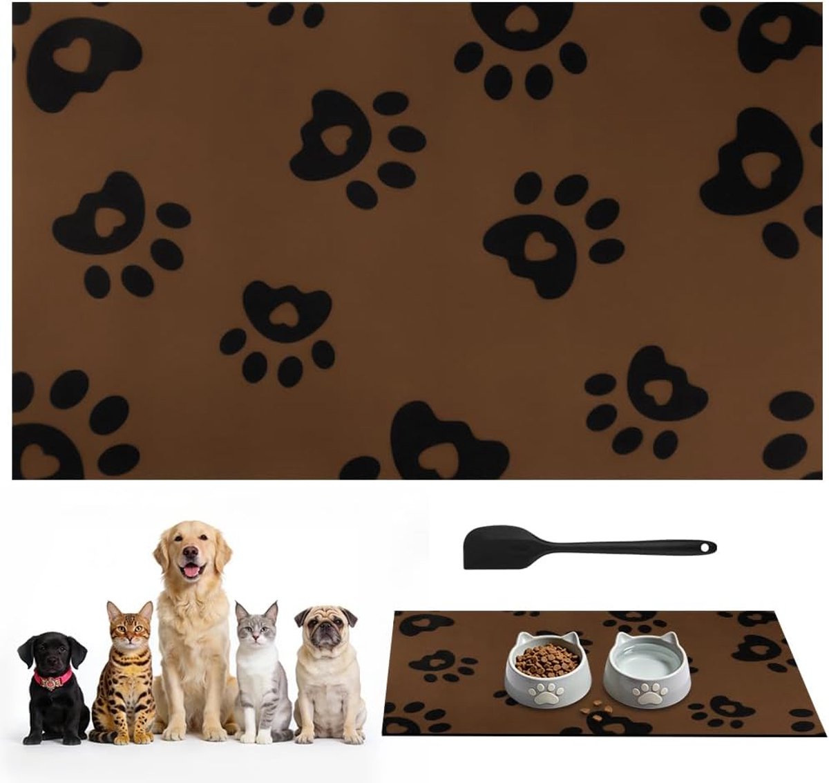 SnelShoppen - Pet Feeder Mat 40x60cm, Waterdichte Absorberende Placemat voor Honden- en Kattenvoer, Rubber Achterkant, Vlekbestendig, Sneldrogend, Ant