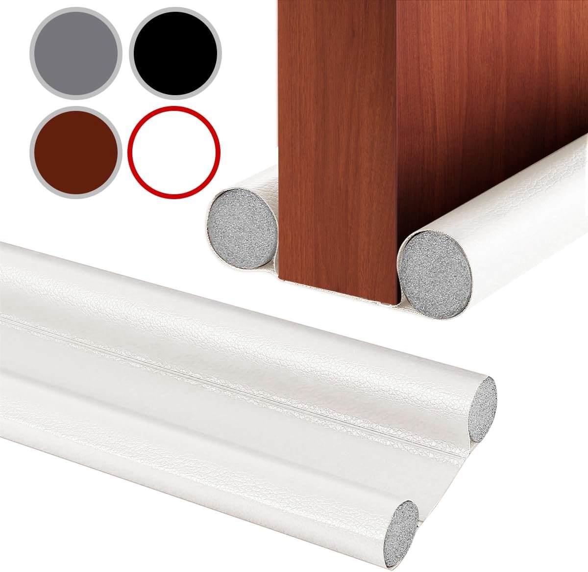 SnelShoppen - Deur Dichtstrip 96 cm - Dubbele Isolatie Windstopper voor Huizen - Bescherming Tegen Koude, Geluid en Tocht - Wit