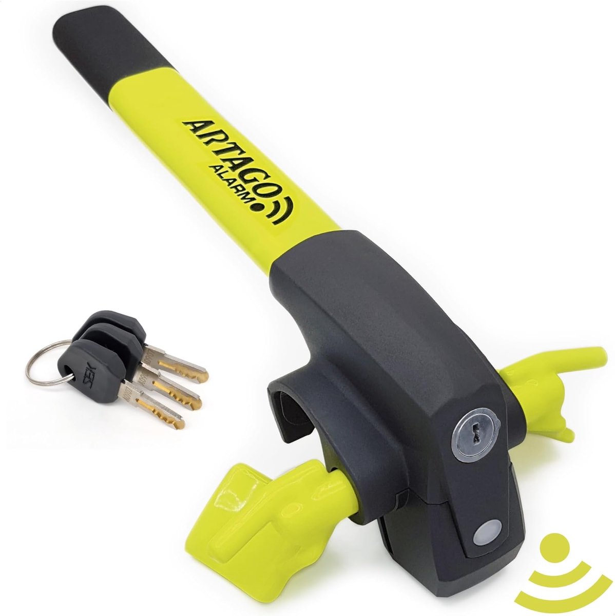 SnelShoppen - Artago 870 Antidiefstal Stuurwielslot 2 in 1 met Slimme Alarm 120dB - Hoogzichtbaar, Betrouwbare Elektronica, Universele Aanpassing