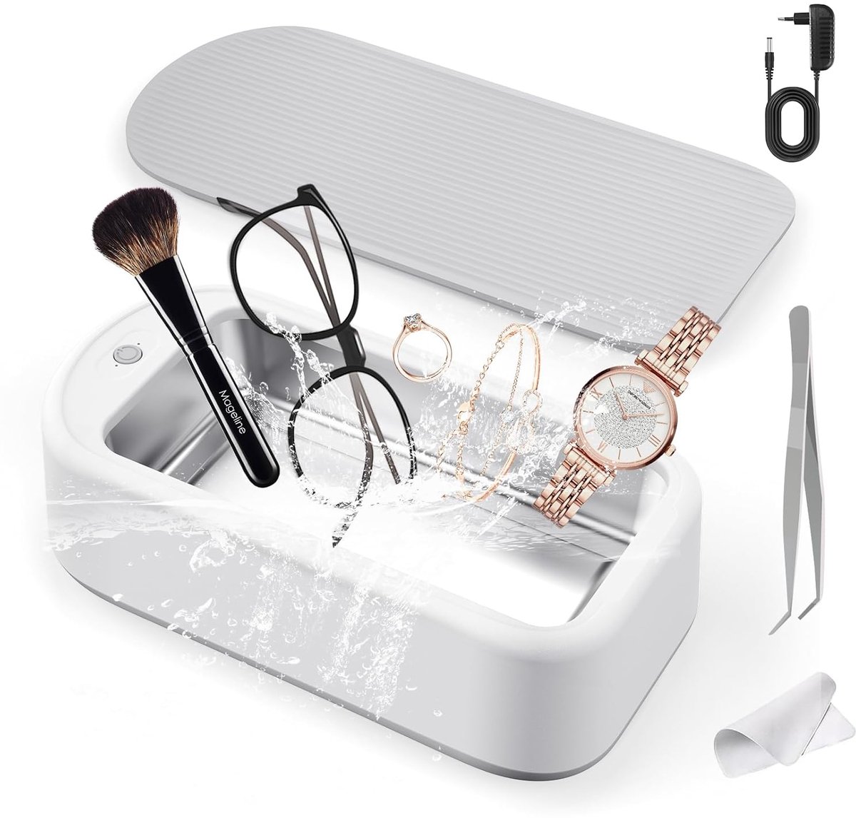 SnelShoppen - Ultrasonic Cleaner - 48 kHz - 650 ml - Diepe Reiniging 360° - Eenvoudige Eénknopsbediening - Geschikt voor Brillen, Sieraden, Tandprothe