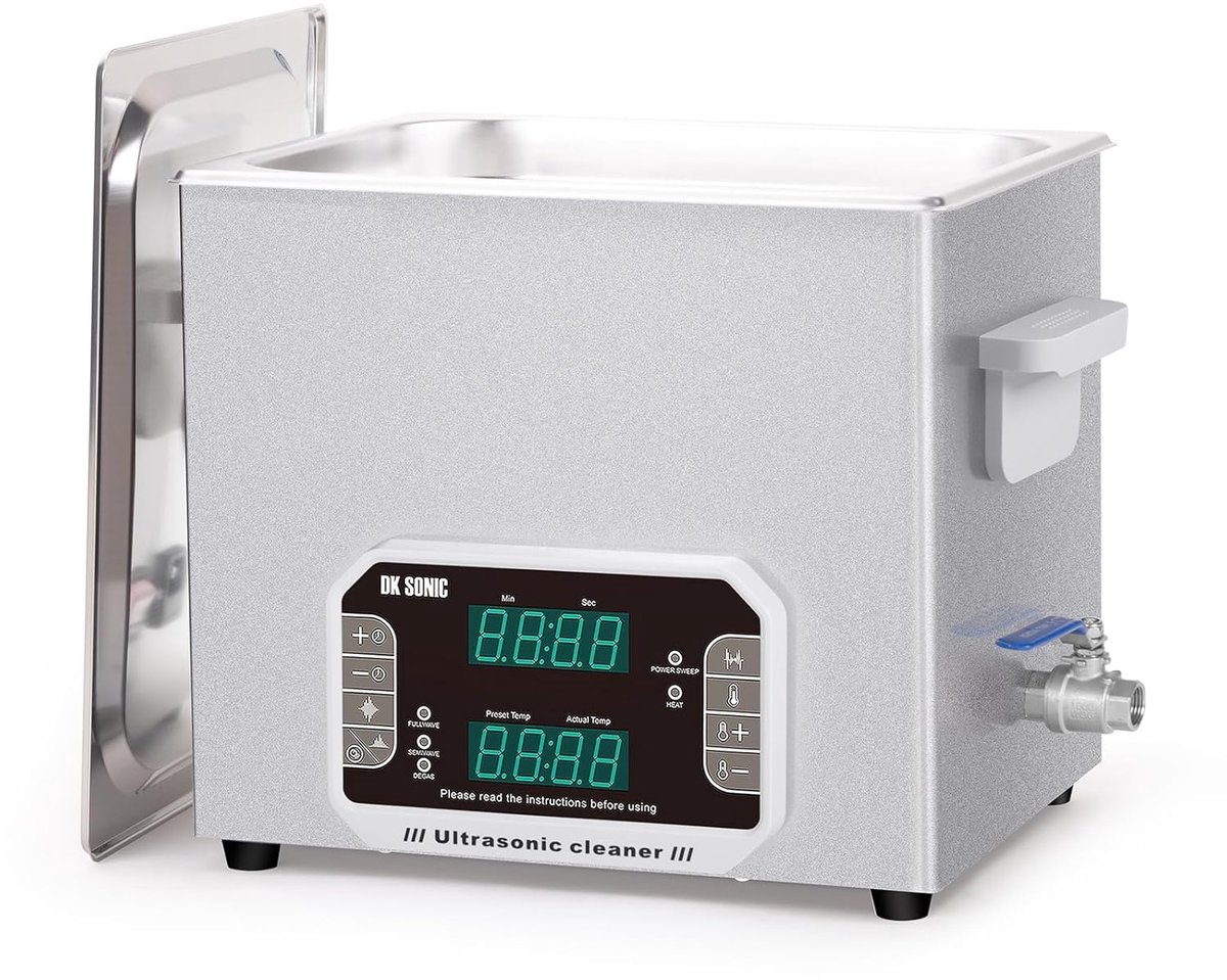 SnelShoppen - Ultrasonic Cleaner 10L, 240W Sonic Reiniging met Timer, Verwarming & Touch Control voor Motoren, Carburetors, Kettingen - Inclusief Mand