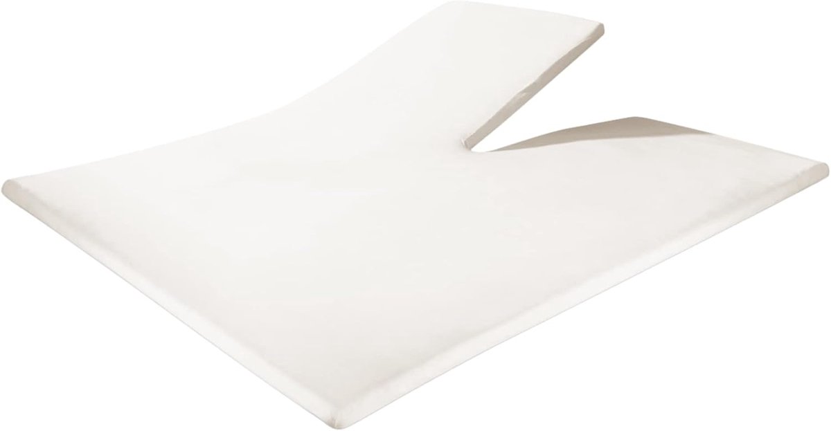 SnelShoppen - Fitted Sheet Split Topper Jersey voor Elektrische Boxspring Matrassen, 90 cm Split, 180 x 200 cm, Creme, Anti-Allergisch, Duurzaam en Za
