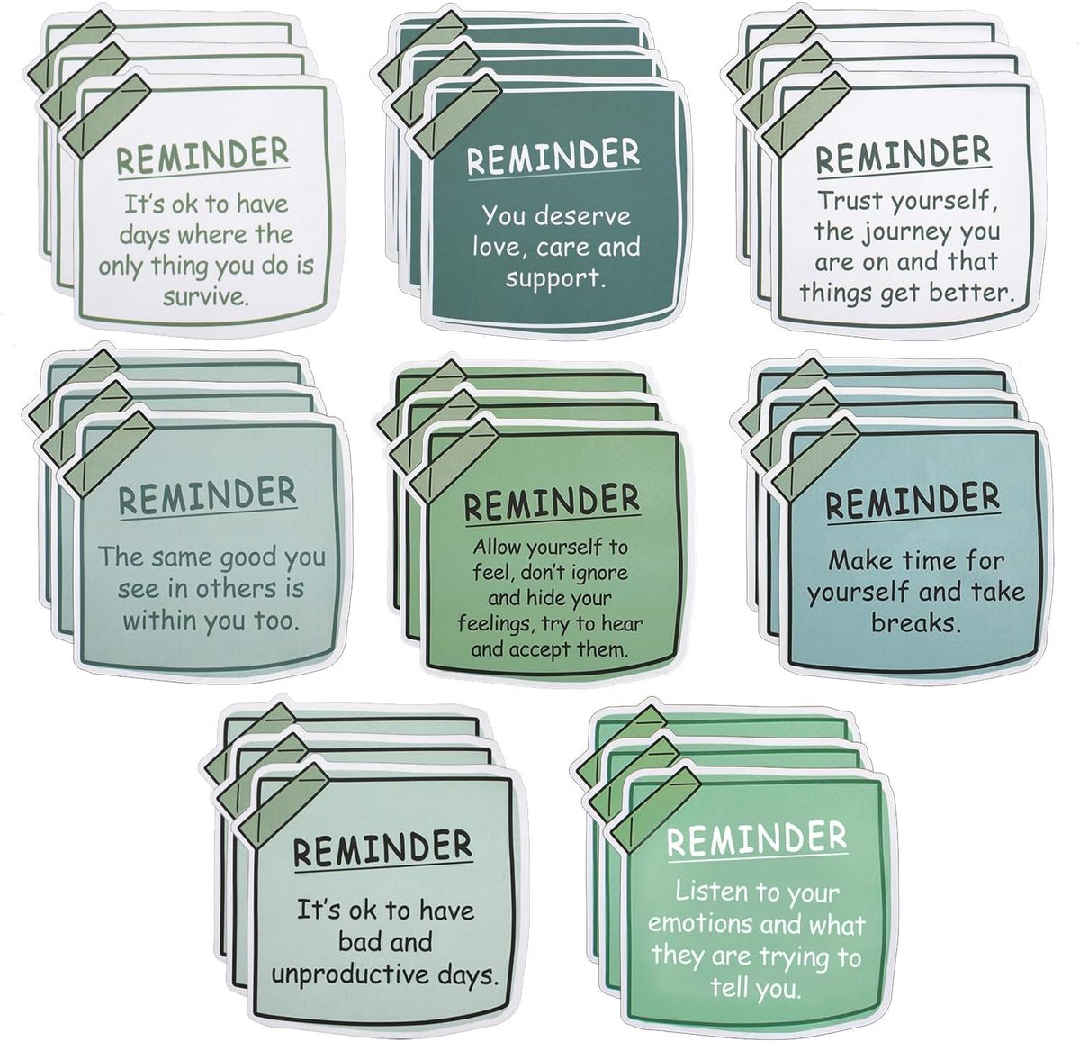 SnelShoppen - 24 Mental Health Bewustzijn Stickers - Positieve Psychologie Zelfklevende Bevestigingsstickers voor Laptop, Waterfles, Notitieboek en Te
