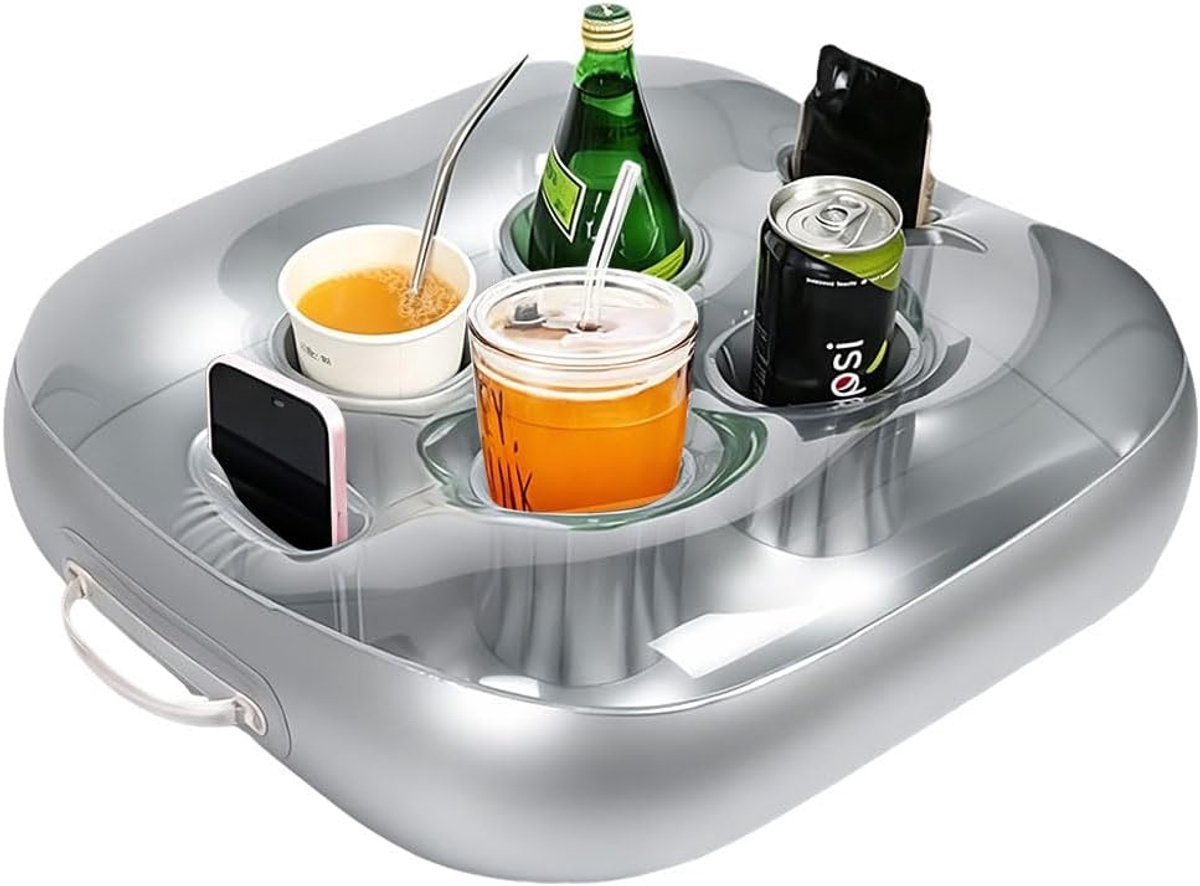 SnelShoppen - Floating Drink Holder - Opblaasbare Drinkhouder voor Zwembad & Jacuzzi - 6 Compartimenten - Diepe Bekerhouders voor Stabiliteit - Perfec
