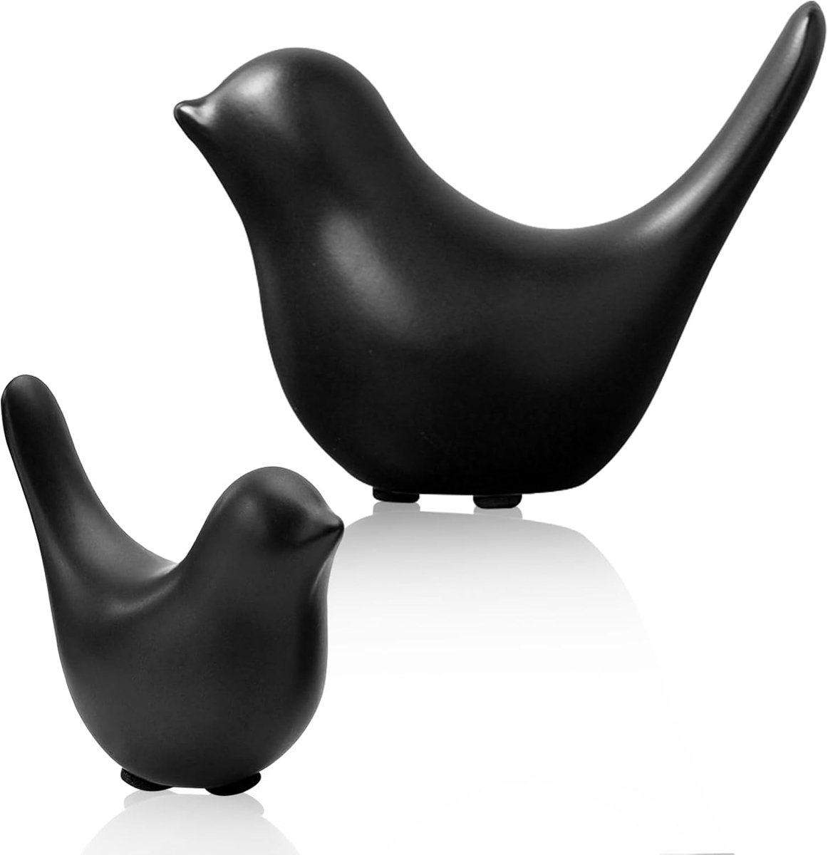 SnelShoppen - Bird Statue Figuren - 2 Stuks Keramische Vogel Decoratie - Moderne Dier Sculpturen - Porselein - Perfect voor Woonkamer, Slaapkamer, Kan