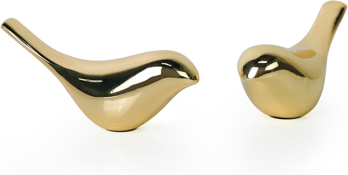 SnelShoppen - Prachtige Gouden Vogel Beeldjes - Decoratieve Dieren Ornamenten voor Woonkamer, Slaapkamer, Kasten, Bureau, Thuis Decoratie - 1 Paar Gou