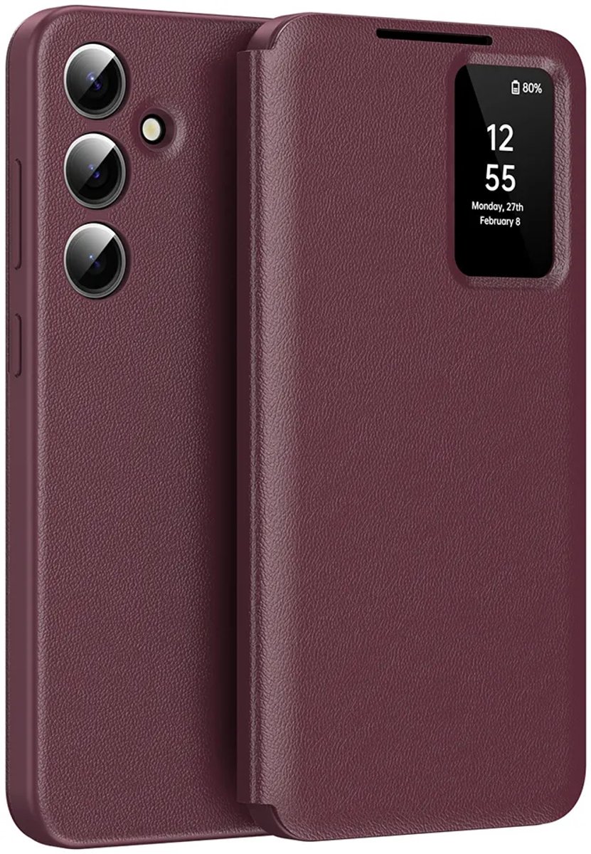 Hoesje geschikt voor Samsung Galaxy S24 FE - Techsuit SmartView Book Wallet Case - Rood