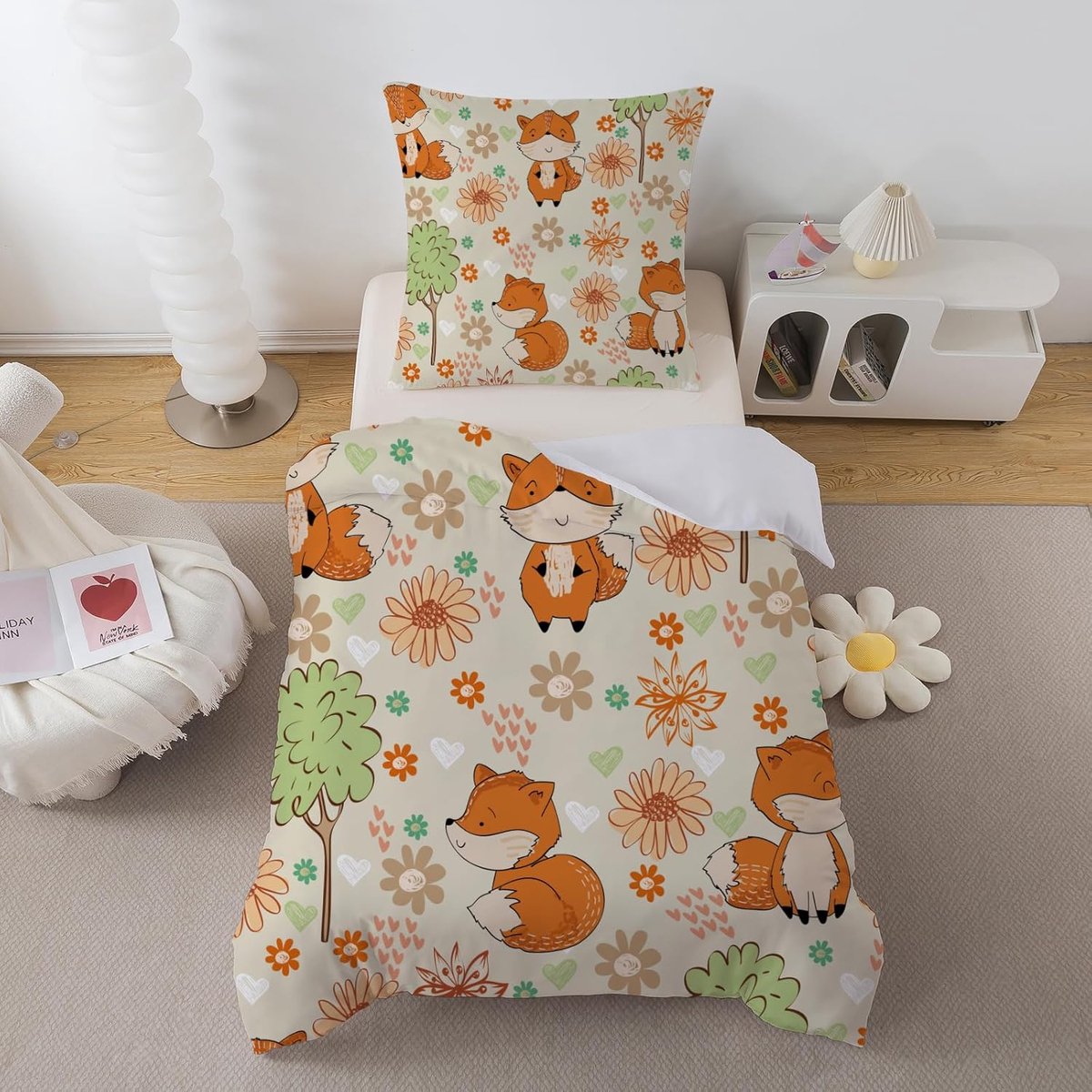 SnelShoppen - Renardeau Dekbedovertrek 140 x 200 cm, Kinderbeddegoed met Rits, Microfiber voor Eenpersoonsbed, Inclusief Kussensloop 65 x 65 cm