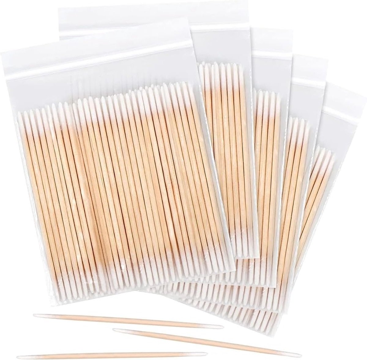 Houten Micro Applicators - 500 Stuks Wattenstaafjes voor Make-up, Tattoo en Nagelverzorging, 10 cm
