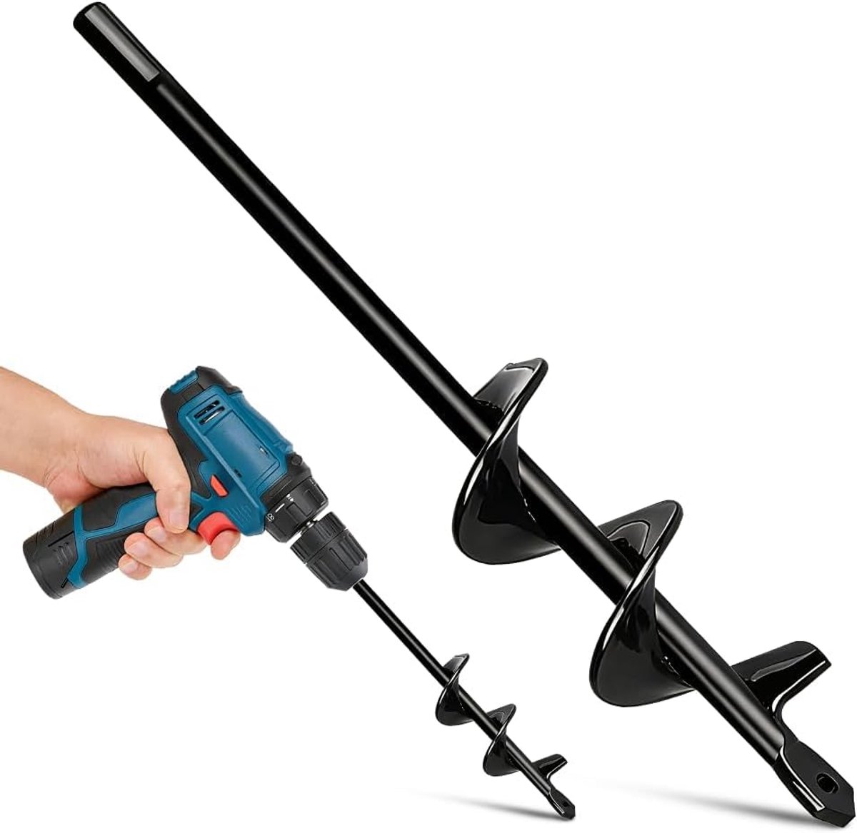 SnelShoppen - Garden Drill 5 x 22 cm Accu Schroefboor Grondboor Tuingereedschap voor Planten, Bollen, Bloemen en Bomen - Duurzaam Manganese Staal