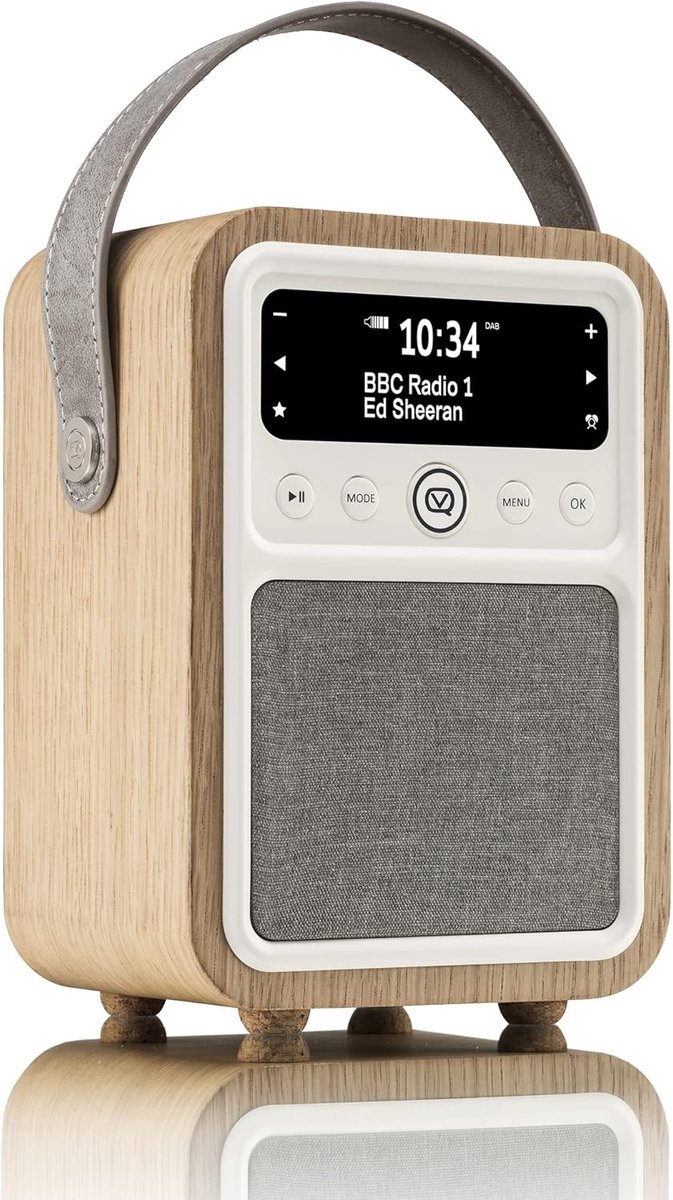 SnelShoppen - Vintage DAB Radio met Bluetooth en Alarmklok in Eikenhout - Portable FM Radio met 60 Stations voor Thuis, Camping en Feestjes