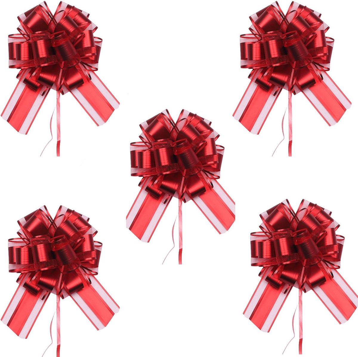 SnelShoppen - 5 Stuks Pull Bow Ties - Kleurige Cadeau Bogen - Versieringen voor Geschenken, Bruiloften, Kerst en Feestjes - Glanzend, Multifunctioneel