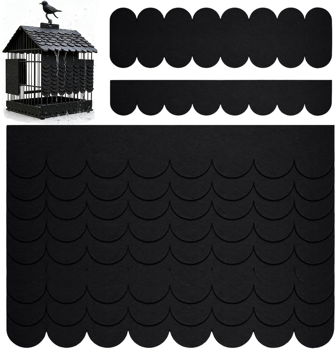 SnelShoppen - 32 Stuks Dakshingles Zelfklevend voor Vogelhuis en Insectenhotel - Dakvilt Kunstvezelvilt 30x5cm en 30x11cm - Zwart - Perfect voor Doe-H