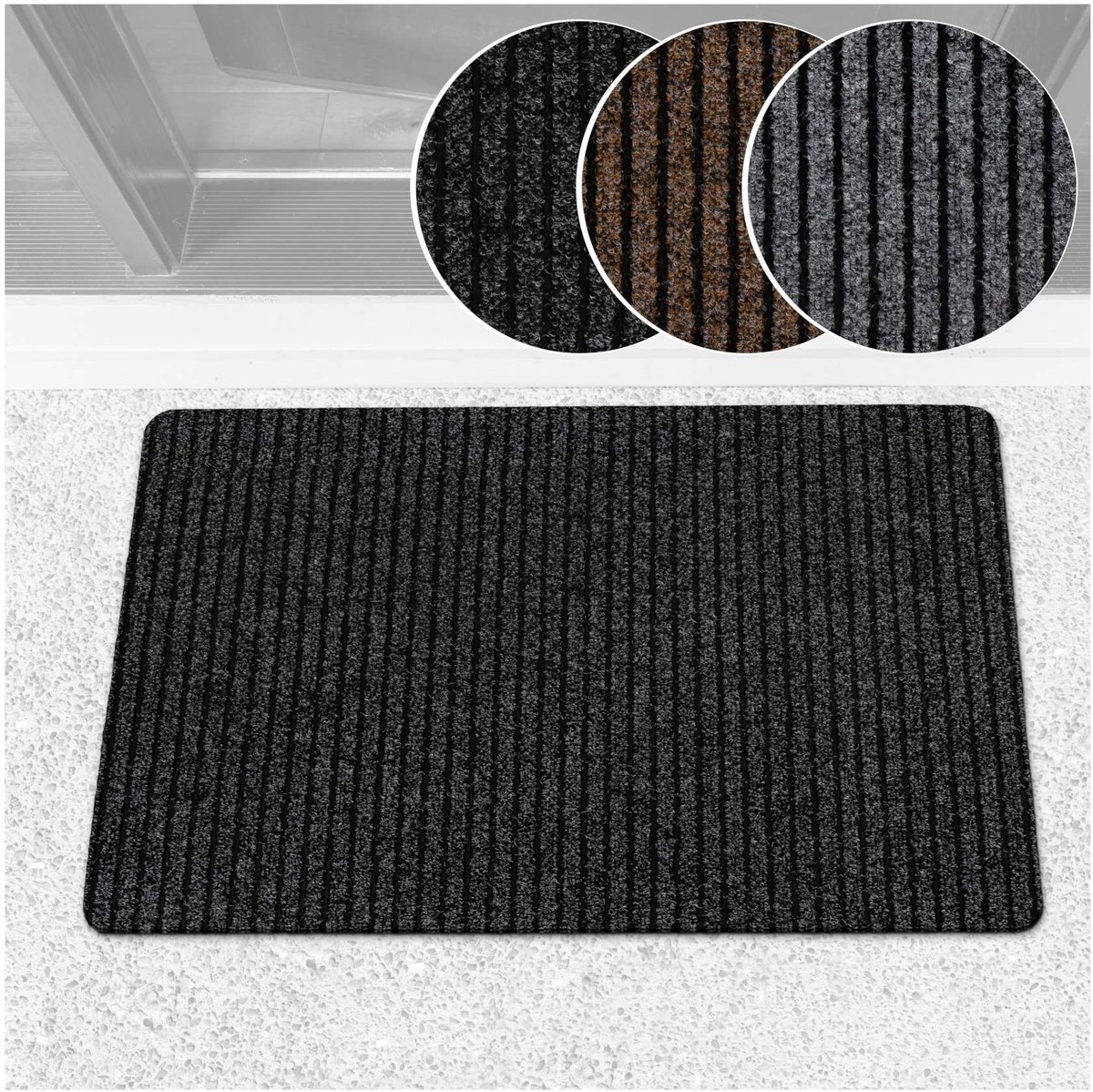 ANRO Mischa Deurmat Zwart 90x60 cm - Antislip - Rubberen rug