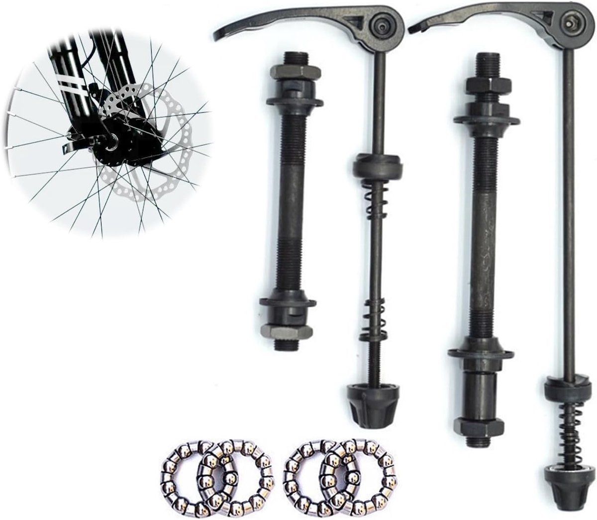 SnelShoppen - 1 Paar Snelsluitingen Fietswielen, Voorwiel Thru Axle, Hollow Shaft Quick Strap, Geschikt voor 20-28 Inch Fietsen, Duurzaam Gehard IJzer