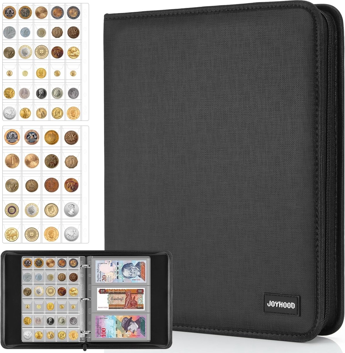 SnelShoppen - Coin Collector Album voor 400 Munten en 15 Bankbiljetten - Coin Folder met Flexibele Pockets, Ideaal voor Coin Collectors en Verzameling