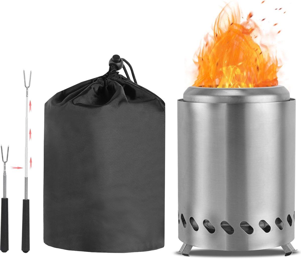 SnelShoppen - Mini Vuurschaal voor de Tuin - Rookvrije Vuurschalen - Tafelhaard Outdoor - Kleine Vuurkorf voor BBQ Pellets en Hout - 14cm ⊘ * 20cm H -