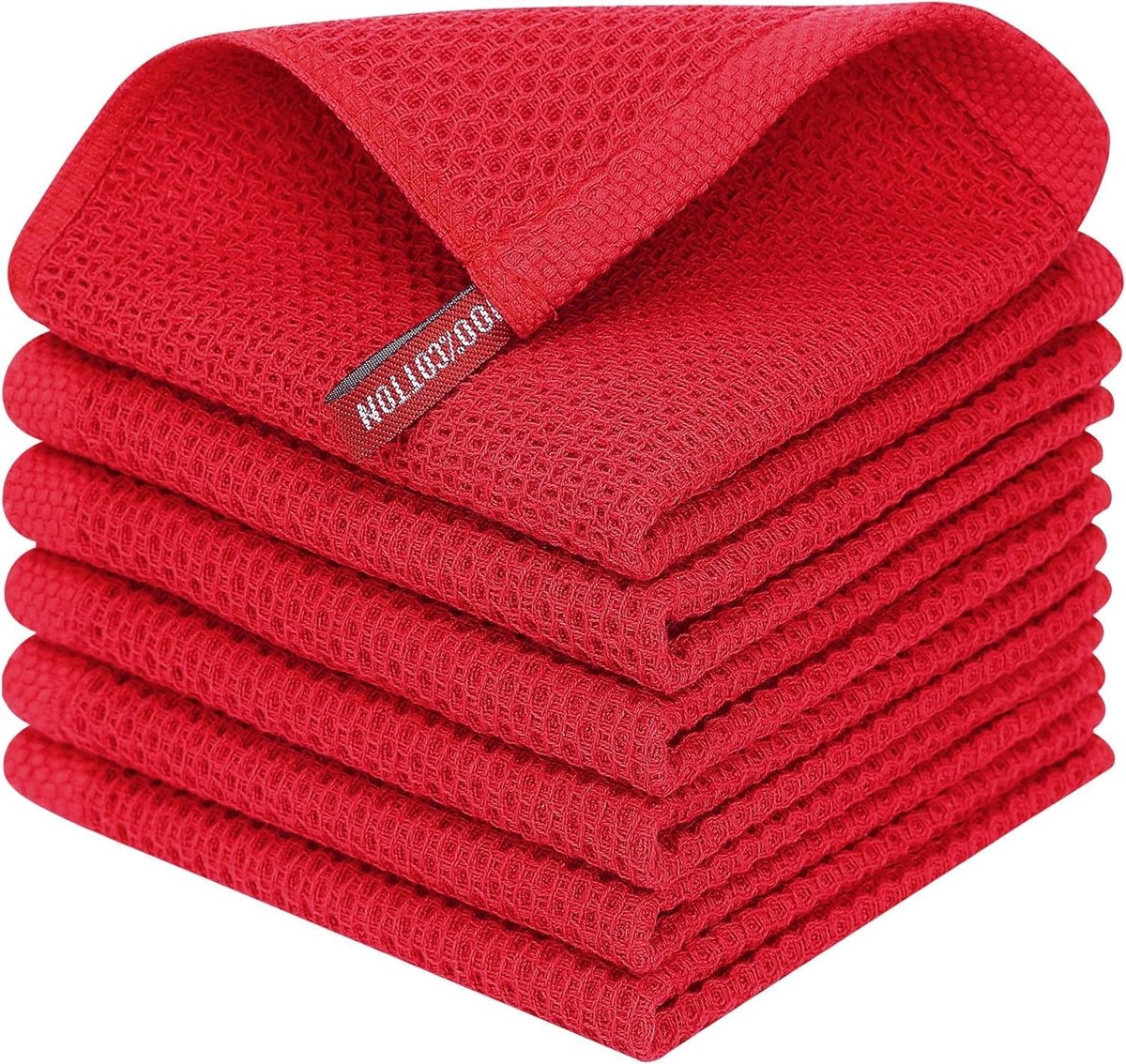 SnelShoppen - Keukenhanddoeken Katoen - Ultra Absorberend - Sneldrogend - 33x33cm - Rood - Afwasdoeken - Keuken Textiel - Handdoeken voor Huishouden