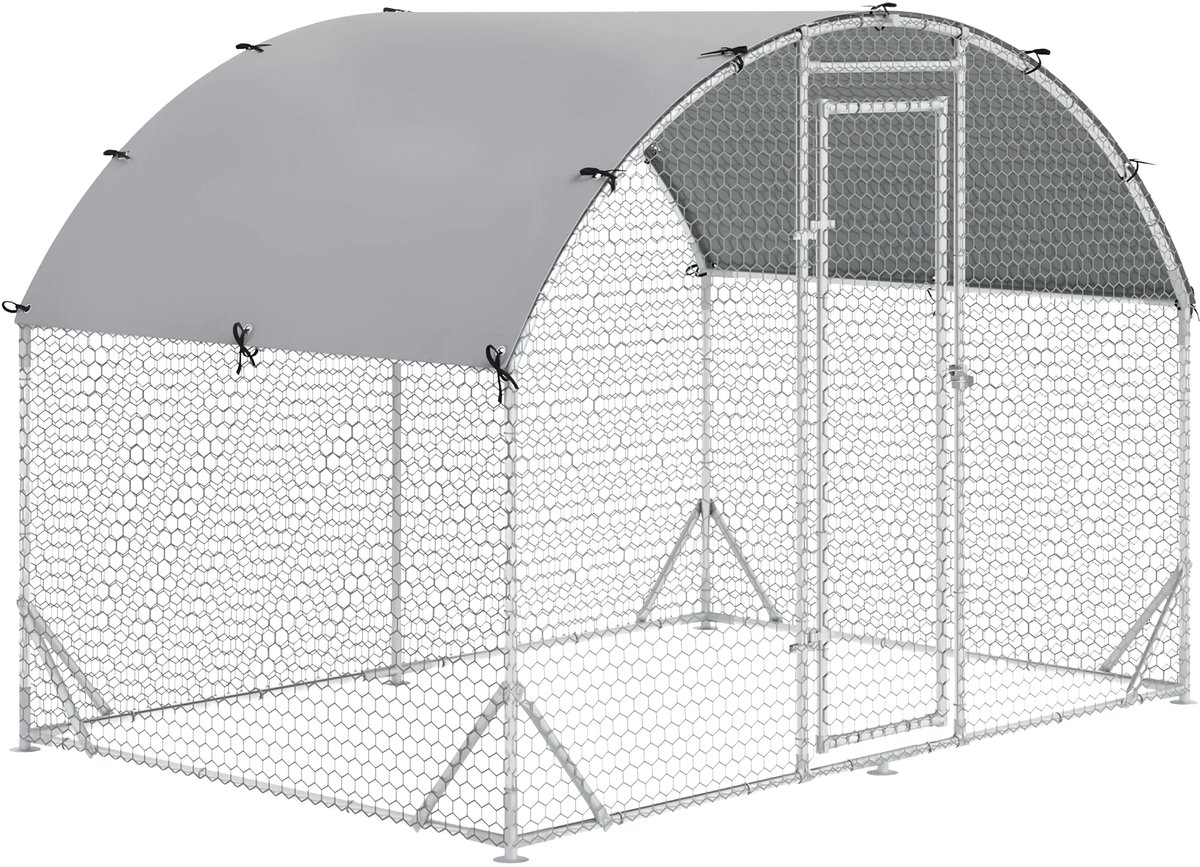Kippenren van Staal 380Wx197Hcmx197 cm – Vrijloop Kippenkooi – Zilver