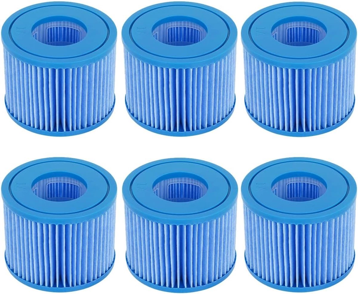 SnelShoppen - Filter cartridge waterfilter set van 6 vervangfilters voor zwembad, maat VI, verbeterde editie, geschikt voor massagebaden en spa's