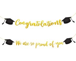 SnelShoppen - EUPSIIU Afstudeer Banner - Gefeliciteerd Banner Garland met Afstudeer Hoed - Voor Baby Shower, Pensioen, Verloving en Afstudeerfeest - G