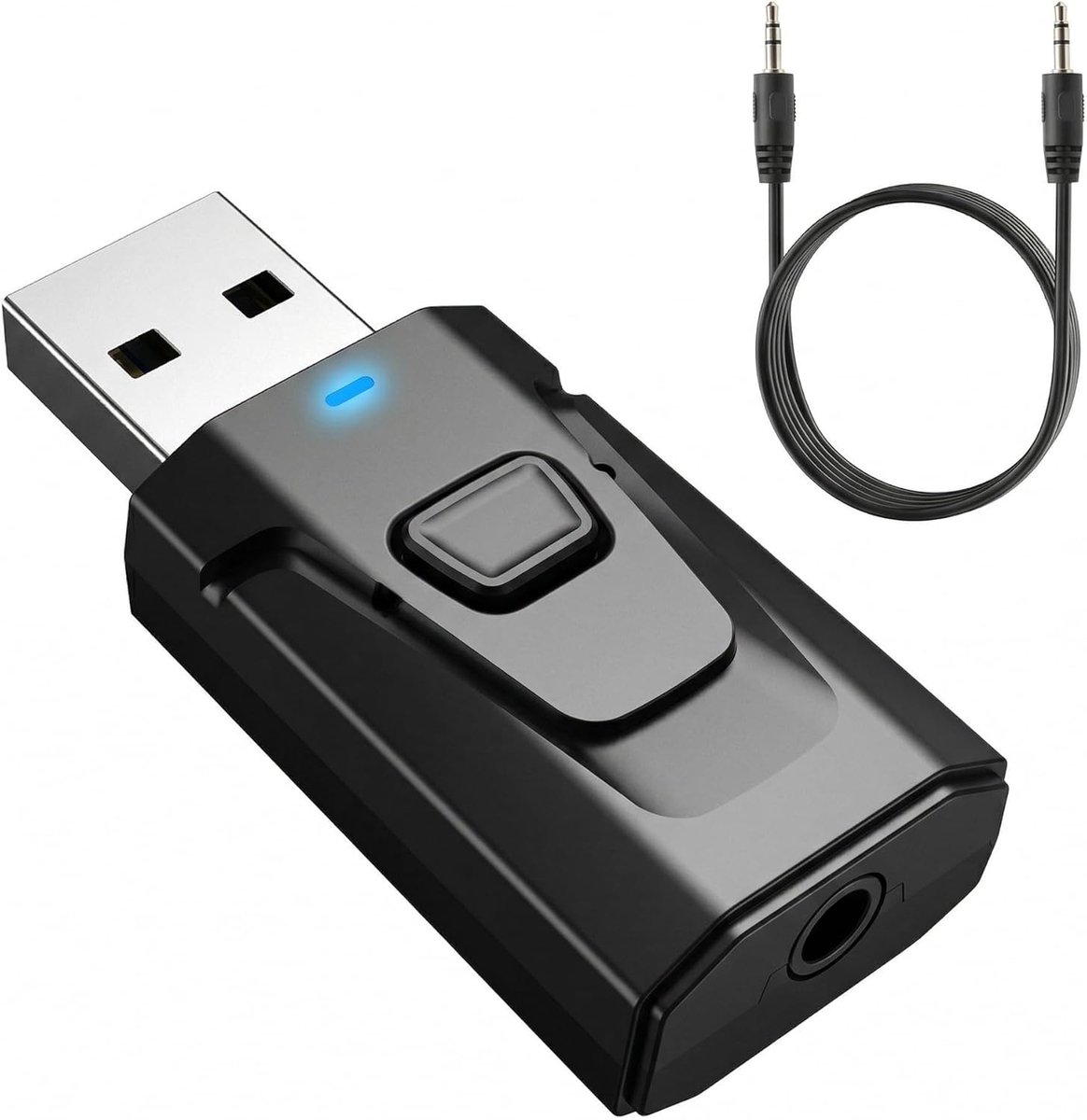 SnelShoppen - Bluetooth Adapter USB 5.0 2-in-1 Zender Ontvanger voor TV Audio Stereo, Synchrone Audio zonder Latentie, Zwart, Ideaal voor PC, Luidspre