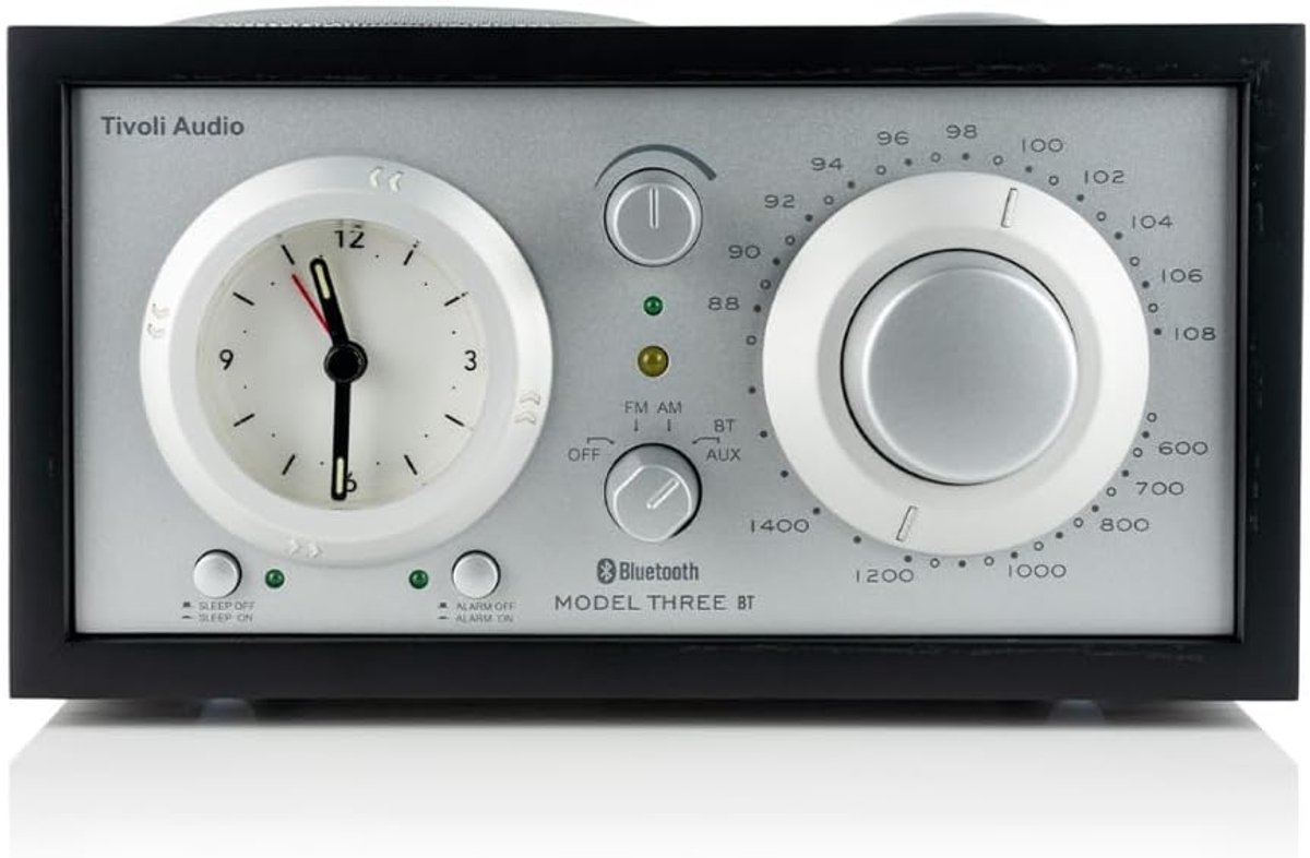SnelShoppen - Bluetooth FM/MW Alarm Klok Radio met USB Oplaadpoort - Zwart/Zilver - Draaibare Antenne, Snooze Functie, Perfect voor Thuis en op Reis