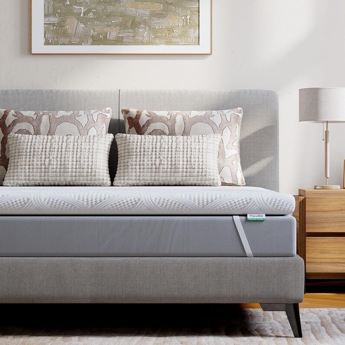SnelShoppen - Memory Foam Matras Topper 140 x 200 cm, 5 cm Hoog, Gel Topper Voor Boxspring Bed, Caravan, Sofa Bed, Wasbare Matrasbeschermer, Oeko-Tex