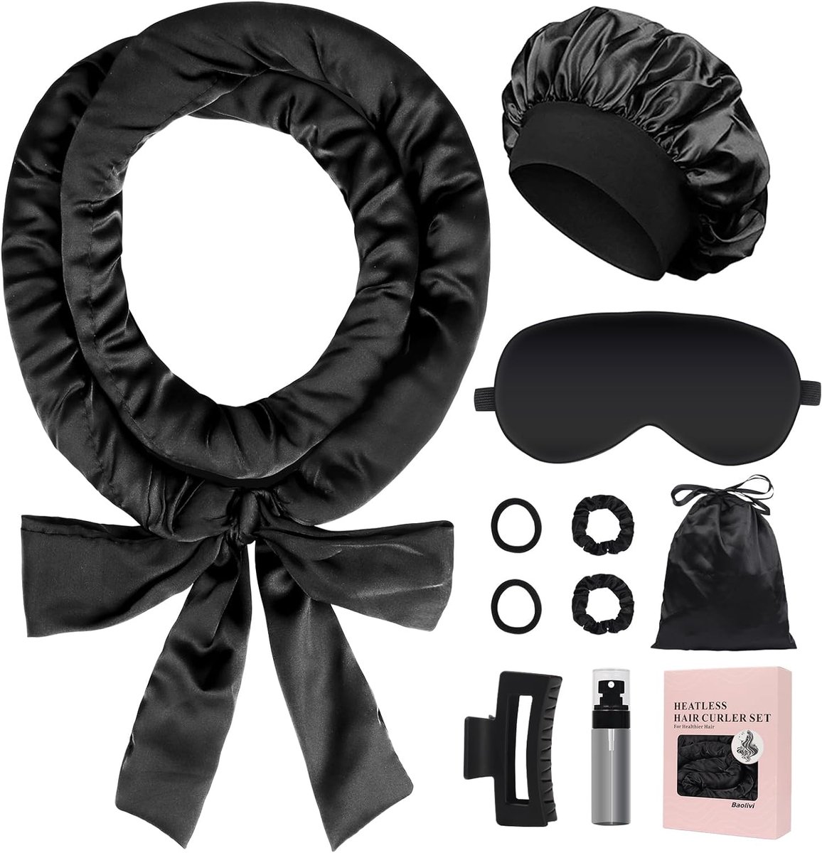 SnelShoppen - 10pcs Satin Heatless Curlers - 178cm Lange Nacht Krulset - Geen Hitte Krullers voor Lang Haar - Gezonde Krullen en Volume voor Feest of