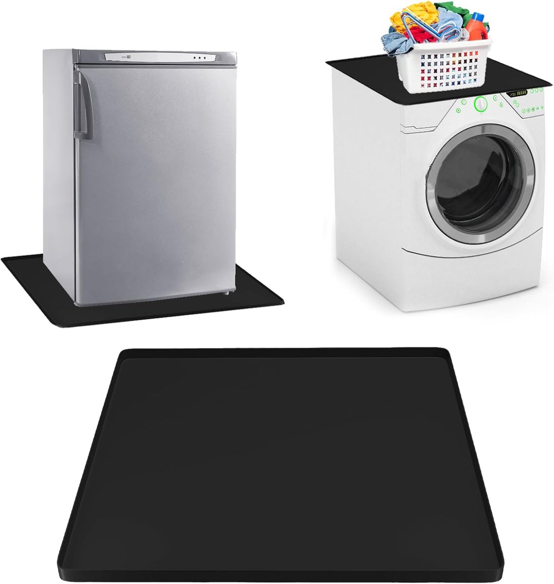 SnelShoppen - Drip Tray Wasmachine, Koelkastmat, 60 x 60 cm, Silicoon, Vloermat met Verhoogde Rand, Koelkast, Vloerbescherming, Vriezer Mat voor Koelk
