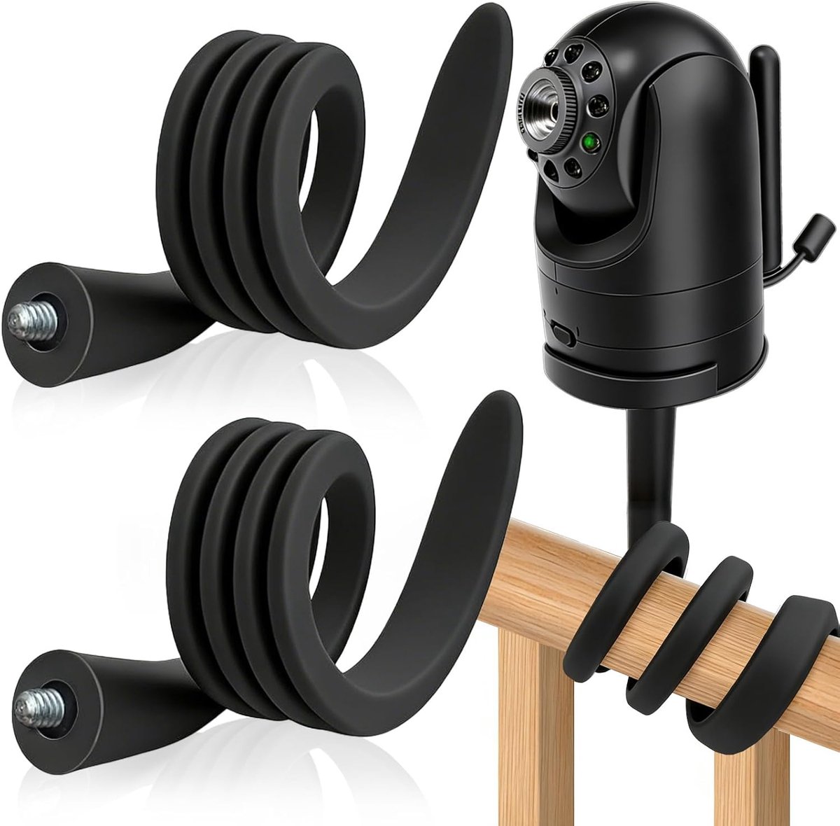 SnelShoppen - 2 Stuks Universele Bevestiger voor Camera's en Babyfoons, Flexibele Rotatiehouder Geschikt voor Blink Mini/Mini 2, Zwart