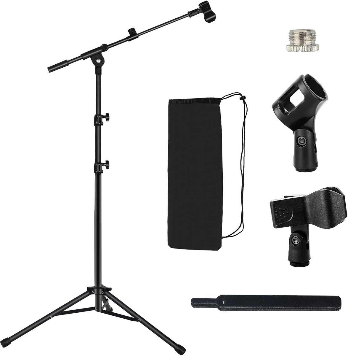 Thijox - Statief Vloer Microfoon Standaard met Boom Arm voor Blue Yeti, Samson Q2U, Fifine K6 AM8 - Stabiel Microfoonstatief met Draagtas, 5/8" Adapte