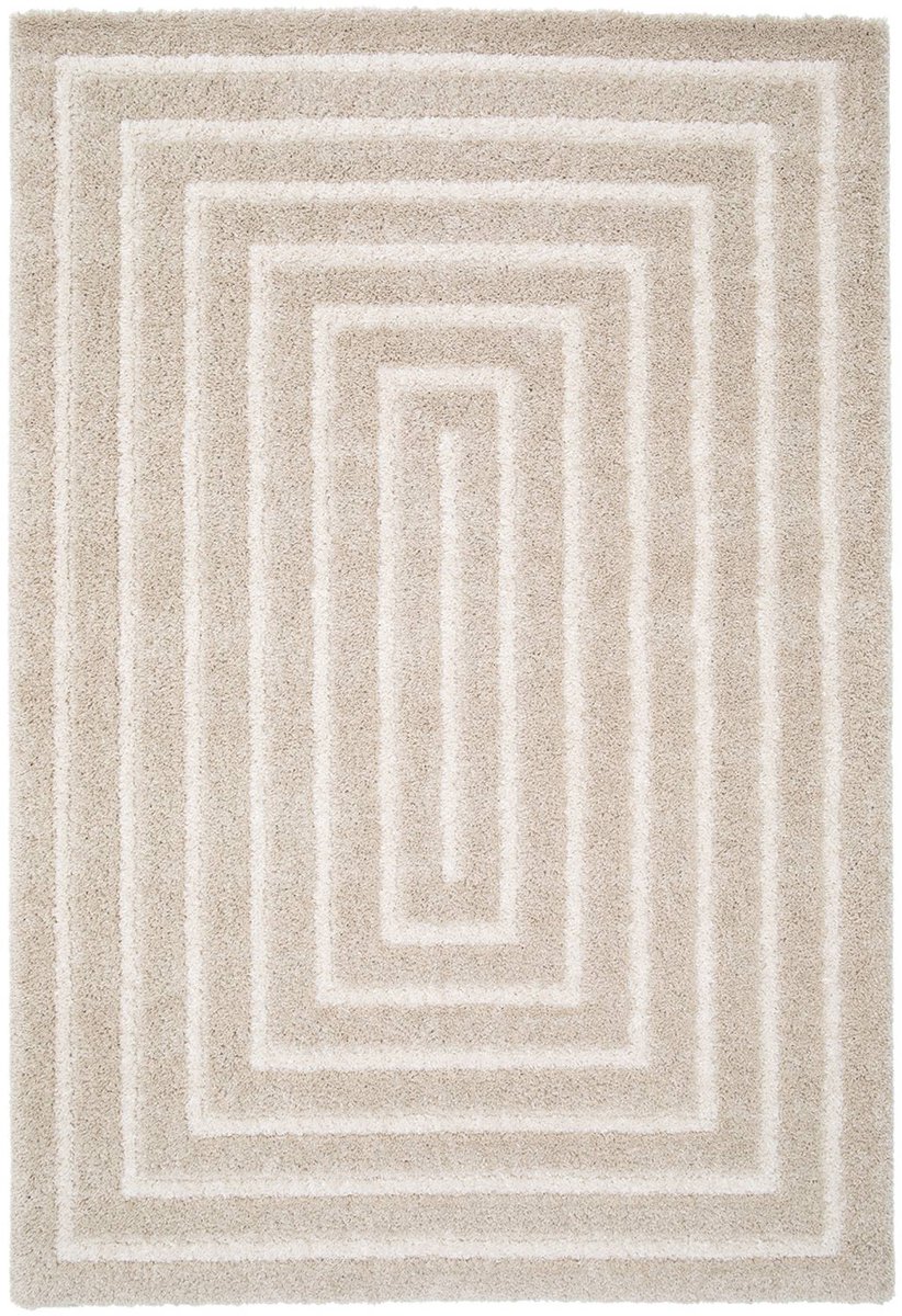 sweeek - Vloerkleed rechthoekig patroon beige en crème voor binnen - silo