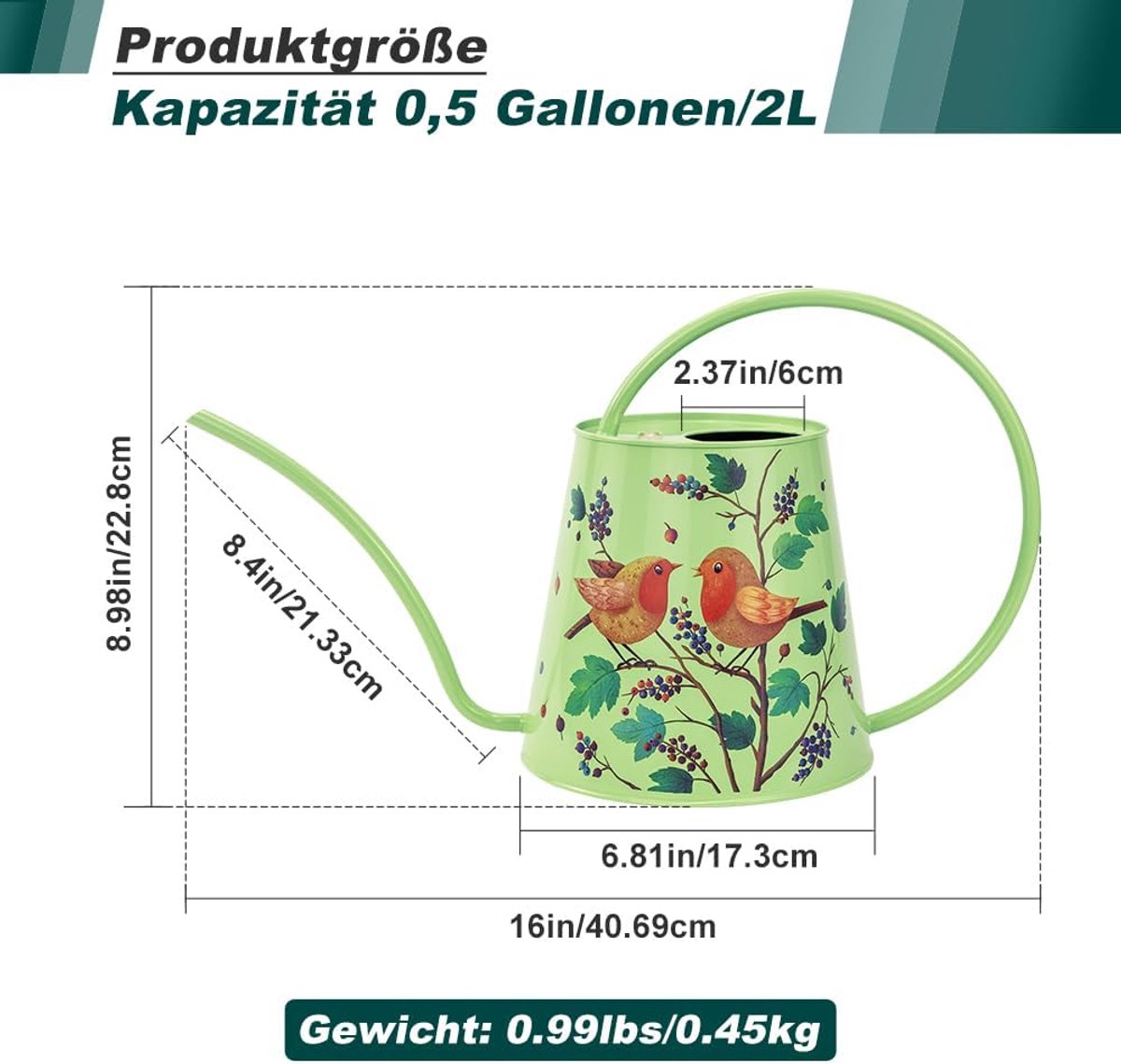SnelShoppen - Gieter met lange uitloop 1.5L - Tuin & Planten Watergeven - Lichtgewicht en Duurzaam - Groen - Ideaal voor Tuin, Balkon en Binnen