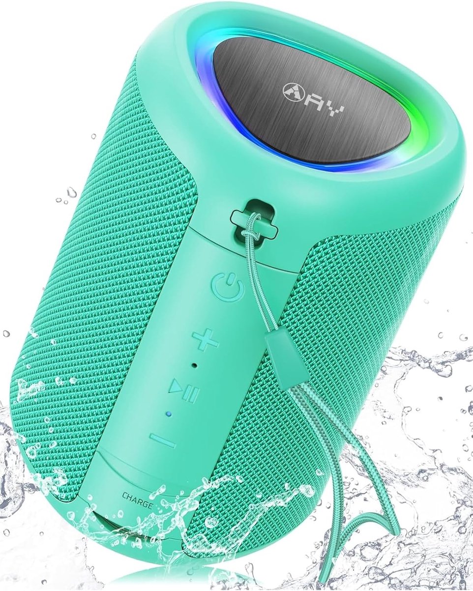 SnelShoppen - Draagbare Bluetooth-luidspreker met licht, kristalhelder geluid, IPX5 waterdicht, AUX- en TF-kaartingang, 24 uur batterij, perfect voor