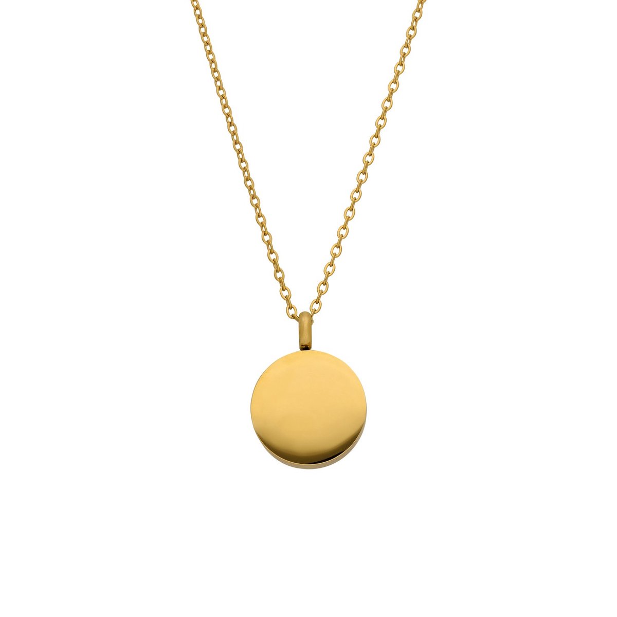 Lucardi Unisex Stainless steel goldplated ketting met hanger ashanger - Ketting - Staal - Goudkleurig - 50 cm