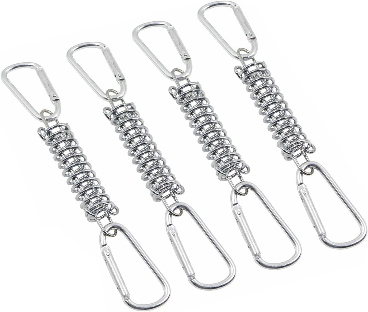 Verstelbare Spiraalveren Set met 4 Coils en 8 Karabijnhaken voor Tent en Luifelbevestiging, Ideaal voor Kamperen en Outdoor Activiteiten