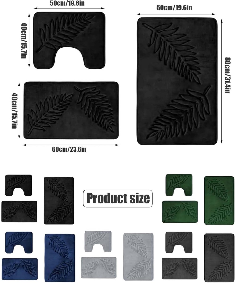SnelShoppen - 3-delige Badkamer Tapijt Set, Douchemattenset Antislip, Zachte Badmat Absorberend, 40×60cm Badmat, 40×50cm Toiletmat, 50×80cm Kleine Bad