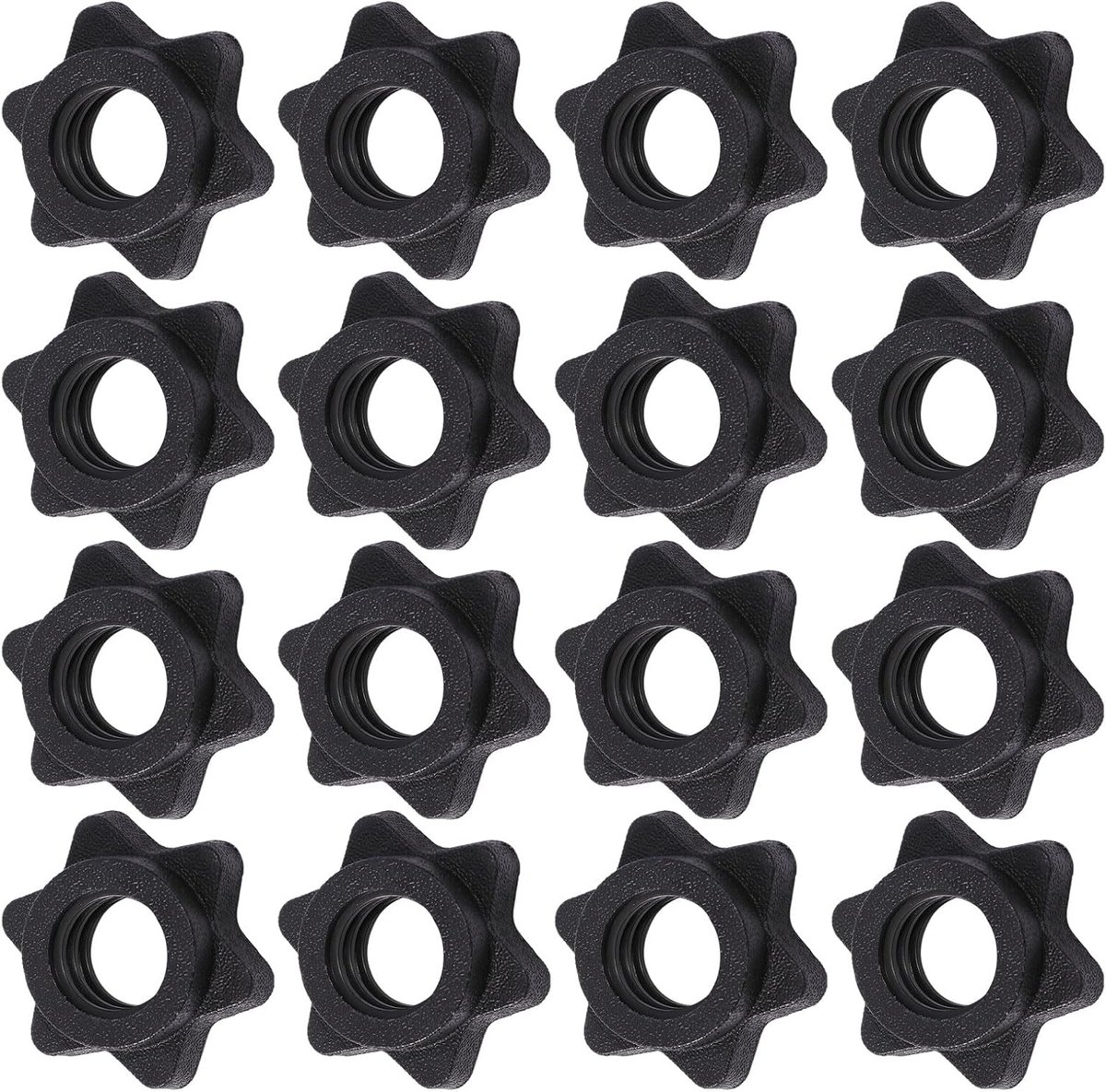 SnelShoppen - 16 Stuks Spinlock Sluitdoppen, Kunststof Halterstangen, 25 mm Halter-Zeskantmoer voor Krachttraining, Fitness Oefeningen en Sport