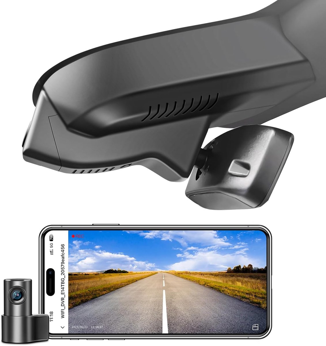 SnelShoppen - 4K+1080P Dashcam Voor Volvo EX30 2024-2026, Voor- en Achteruitkijkcamera, OEM Look, Loop Recording, G-Sensor, WiFi & App, Eenvoudige Ins
