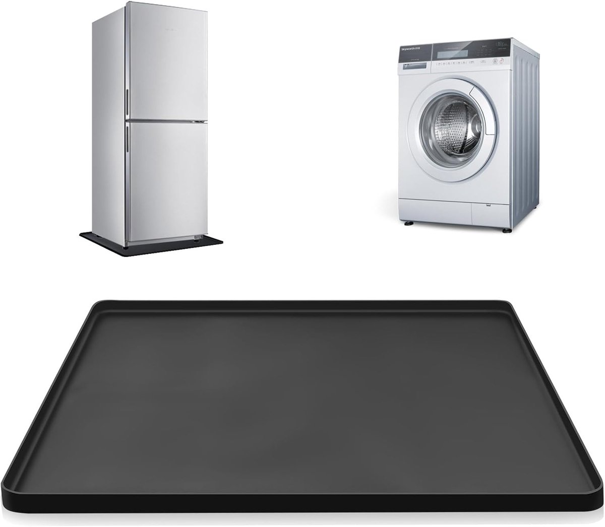 SnelShoppen - Wasmachine Tray 60x60cm - Silicone Met 2cm Opstaande Rand - Waterdicht, Antislip, Schokabsorberend - Beschermmat of Druppelbak Voor Wasm