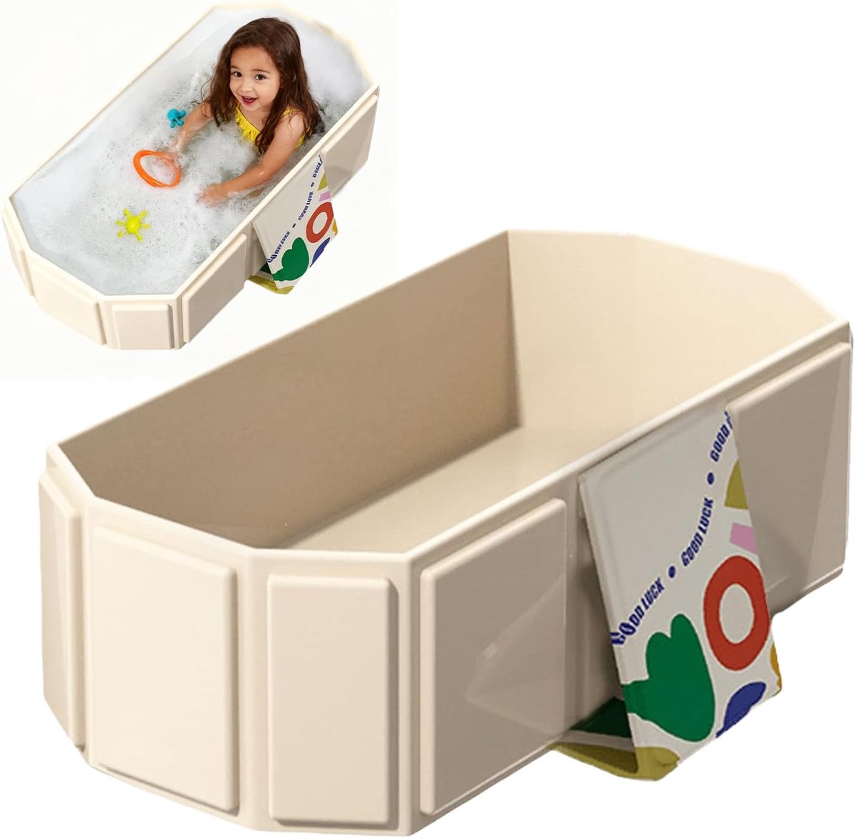 SnelShoppen - Vouwbare Badkuip, Draagbare Babybadkuip 75 x 45 x 25 cm, Met Afvoerschroef en Steunvoeten, Ideaal voor Douche of Tuin