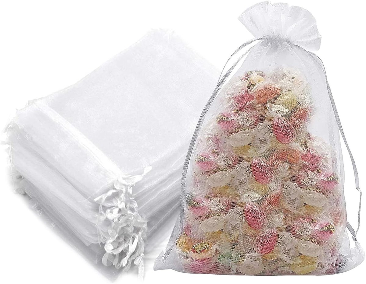 Thijox - Organza zakjes 30 stuks 20x30 cm - Sieradenzakjes, Grote Organza Zakjes, Wit, Cadeauzakjes voor Bruiloft, Kerstmis, Feestcadeau en Meer