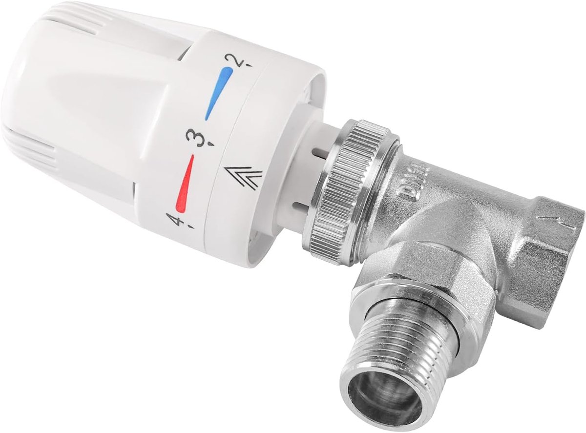 SnelShoppen - Thermostat Ventiel DN15 1.2 cm - Temperatuur Regelaar voor Radiator - Precisie Temperatuur Controle met 5 Vooraf Ingestelde Temperaturen
