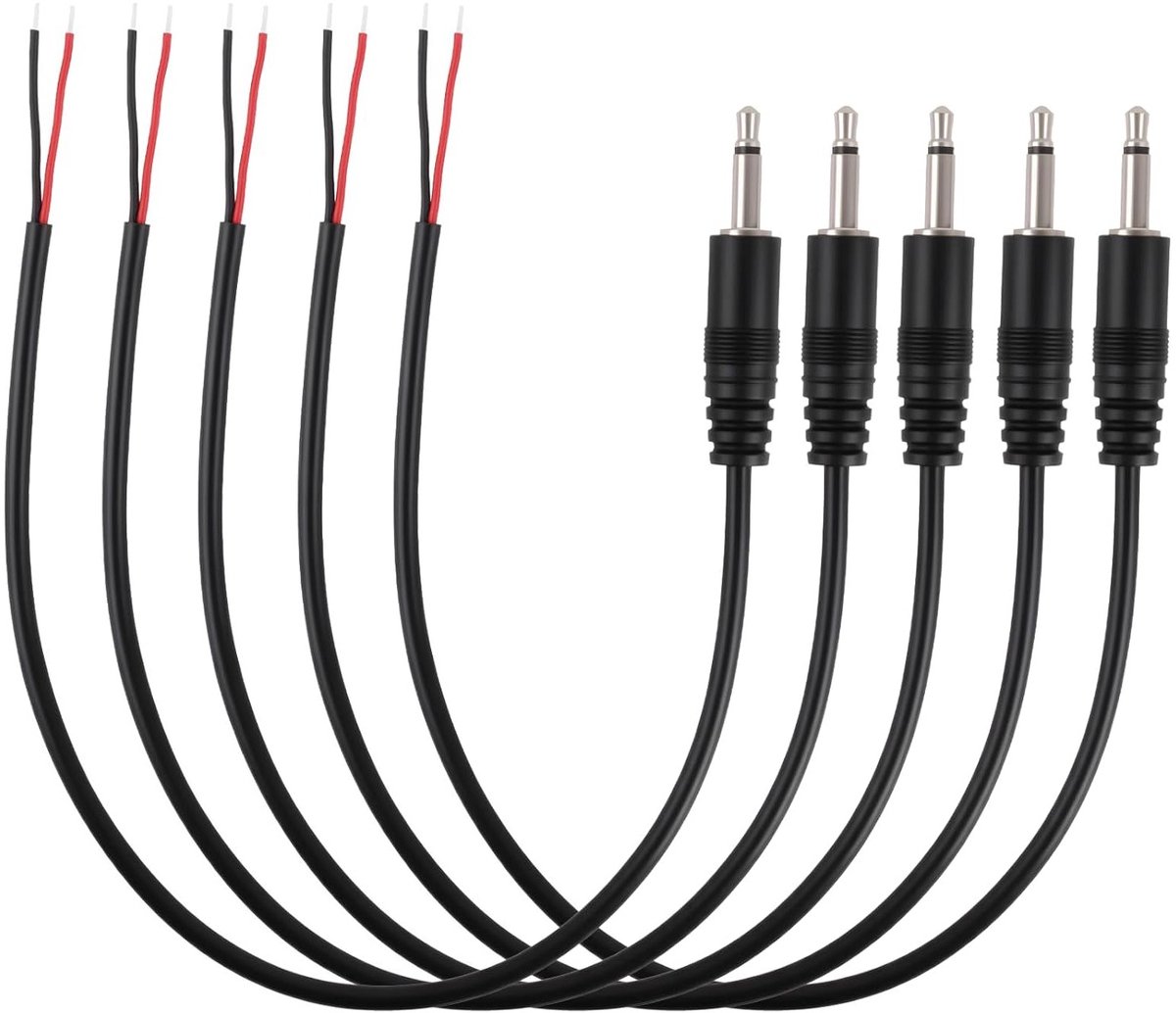 Vervangende 25cm mono TS hoofdtelefoonkabel met 5 stuks 0.3cm plug voor DIY reparatie van in-ear hoofdtelefoons, kabel voor audioverbindingen en hoofdtelefoon jack