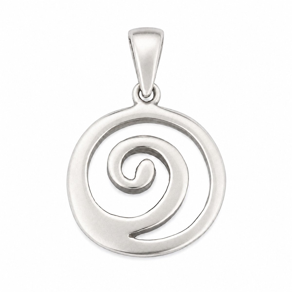 Zilveren dames en heren hanger spiraal krul curl swirl 13x13 mm met 5mm groot oog 925 sterling silver