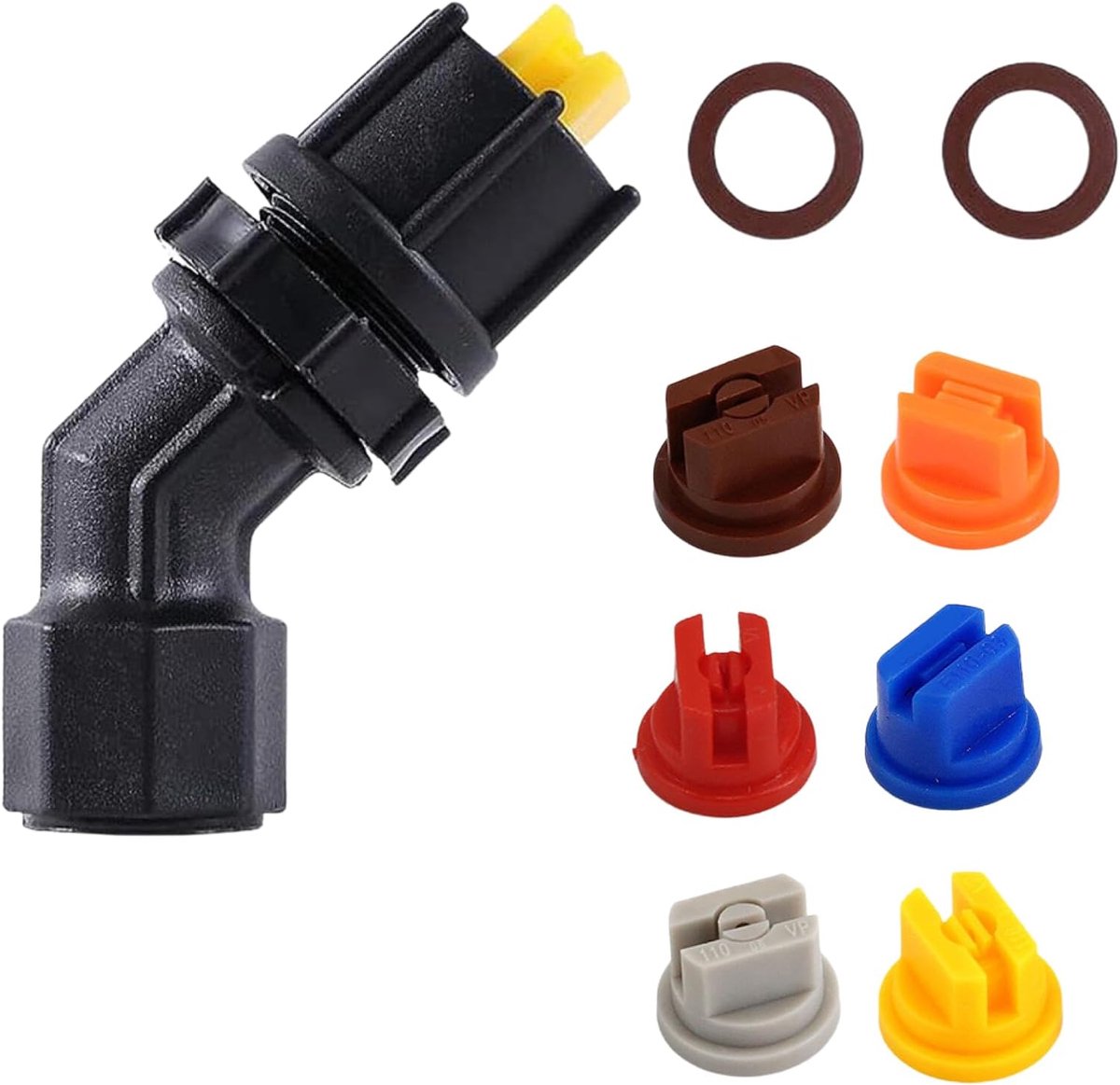 SnelShoppen - Spray Nozzles Set van 6 Stuks - Hoge Druk Jet met 110° Verstuiver, 0.1-0.4 mm Opening - Duurzaam Kunststof voor Tuin, Tuinieren, Water g