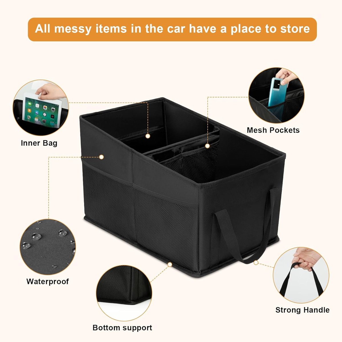 SnelShoppen - Cozary Auto Organizer, Opvouwbare Auto Organizer, Speelgoed Organizer voor Kinderen, Multifunctioneel, Ruimtebesparend, Perfect voor Aut